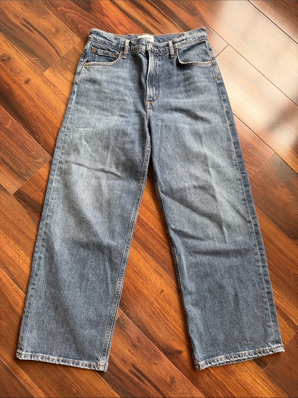AGOLDE Ren High Rise Medium Wash Ankle Wide Leg Jeans 76873 Womens 28